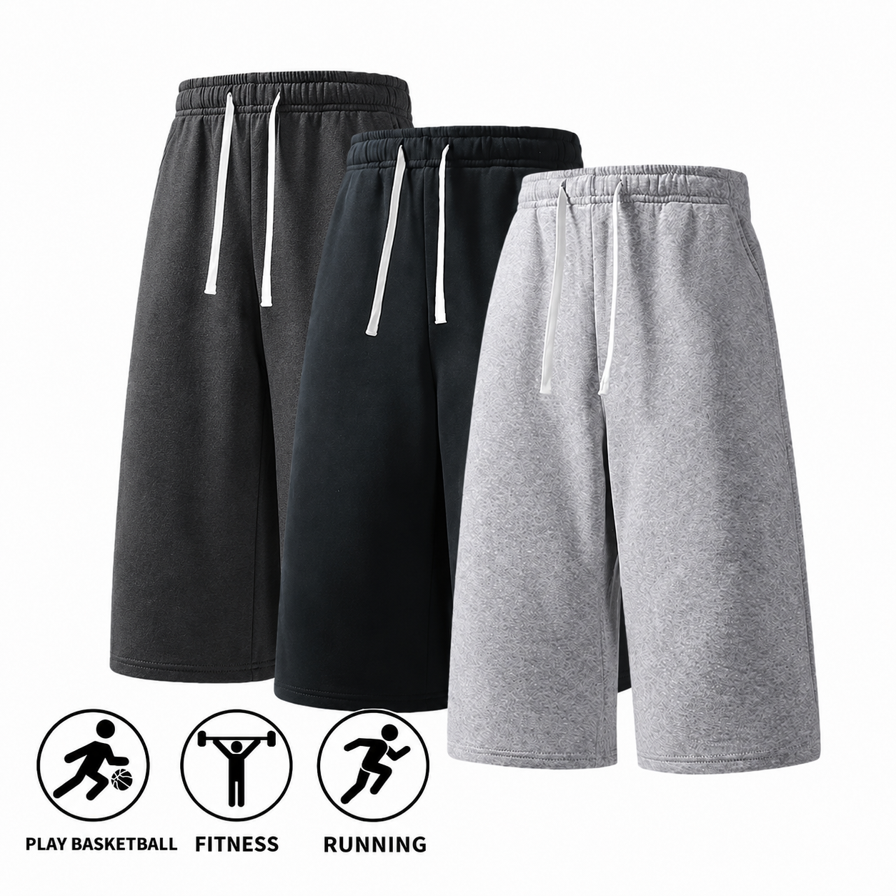 Athletic Elastic Drawstring Sweat Shorts