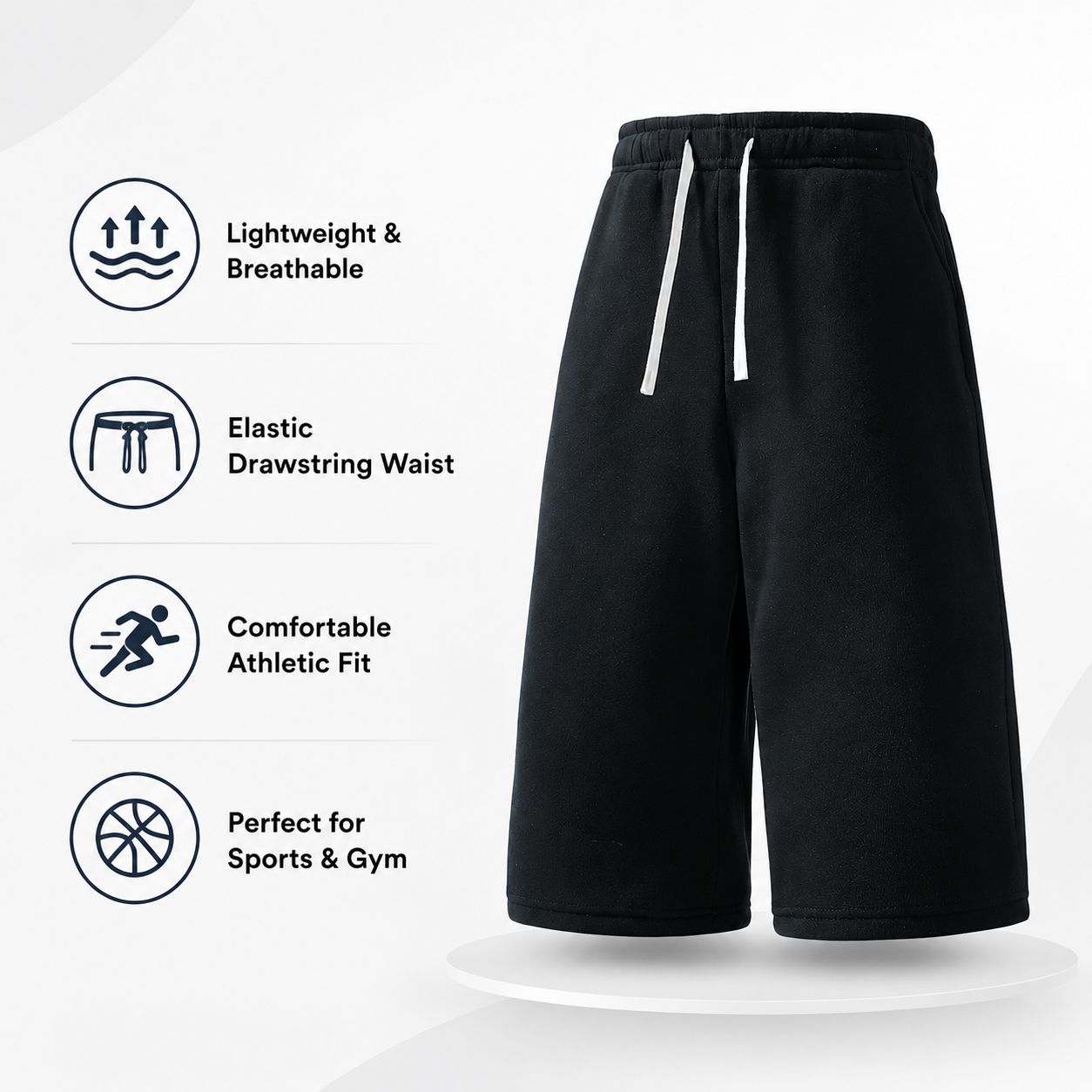 Athletic Elastic Drawstring Sweat Shorts