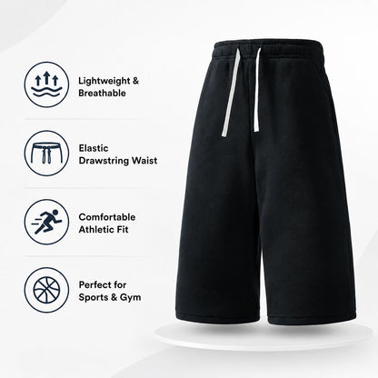 Athletic Elastic Drawstring Sweat Shorts