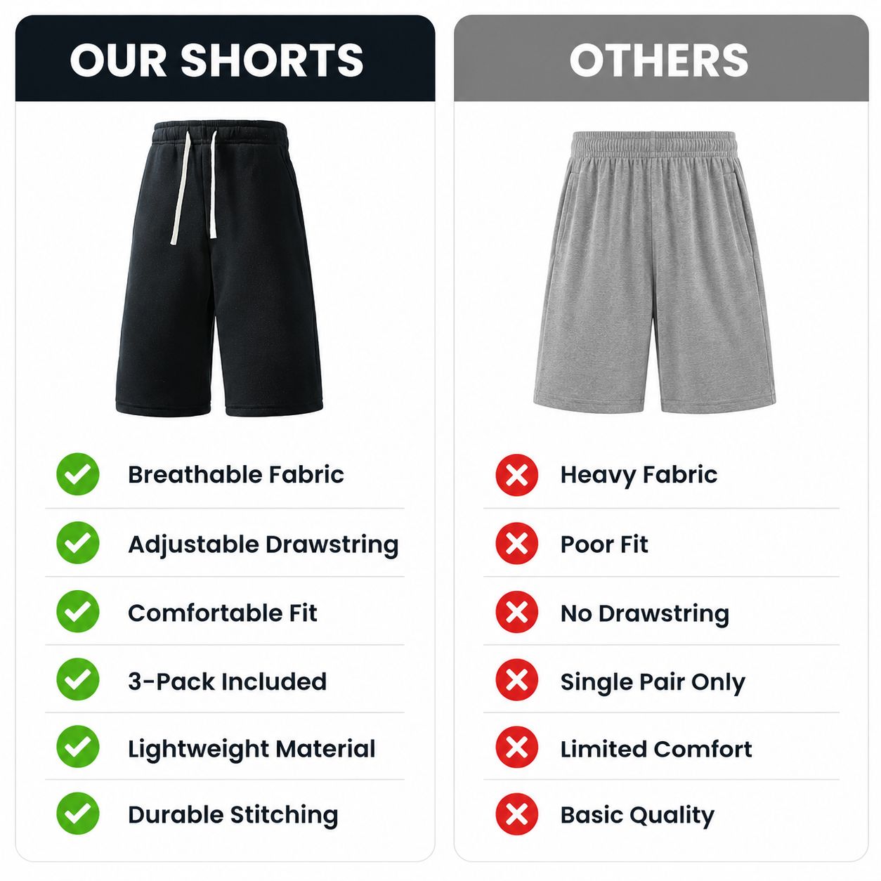 Athletic Elastic Drawstring Sweat Shorts